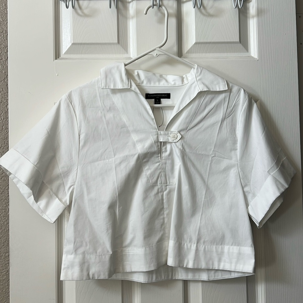 NWT! Banana Republic Boxy Blouse, White, Small